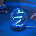 3D Laser Engraved Crystal Night Light - Elegant AquaSphere Design