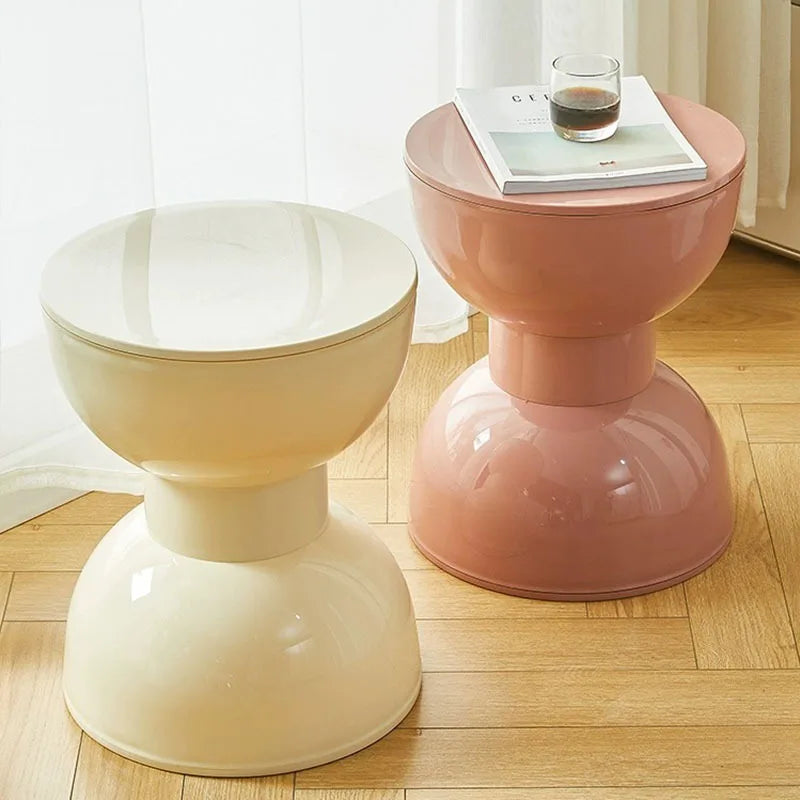 Compact Accent Table with Arc Design – Plastic for Living Room and Hall