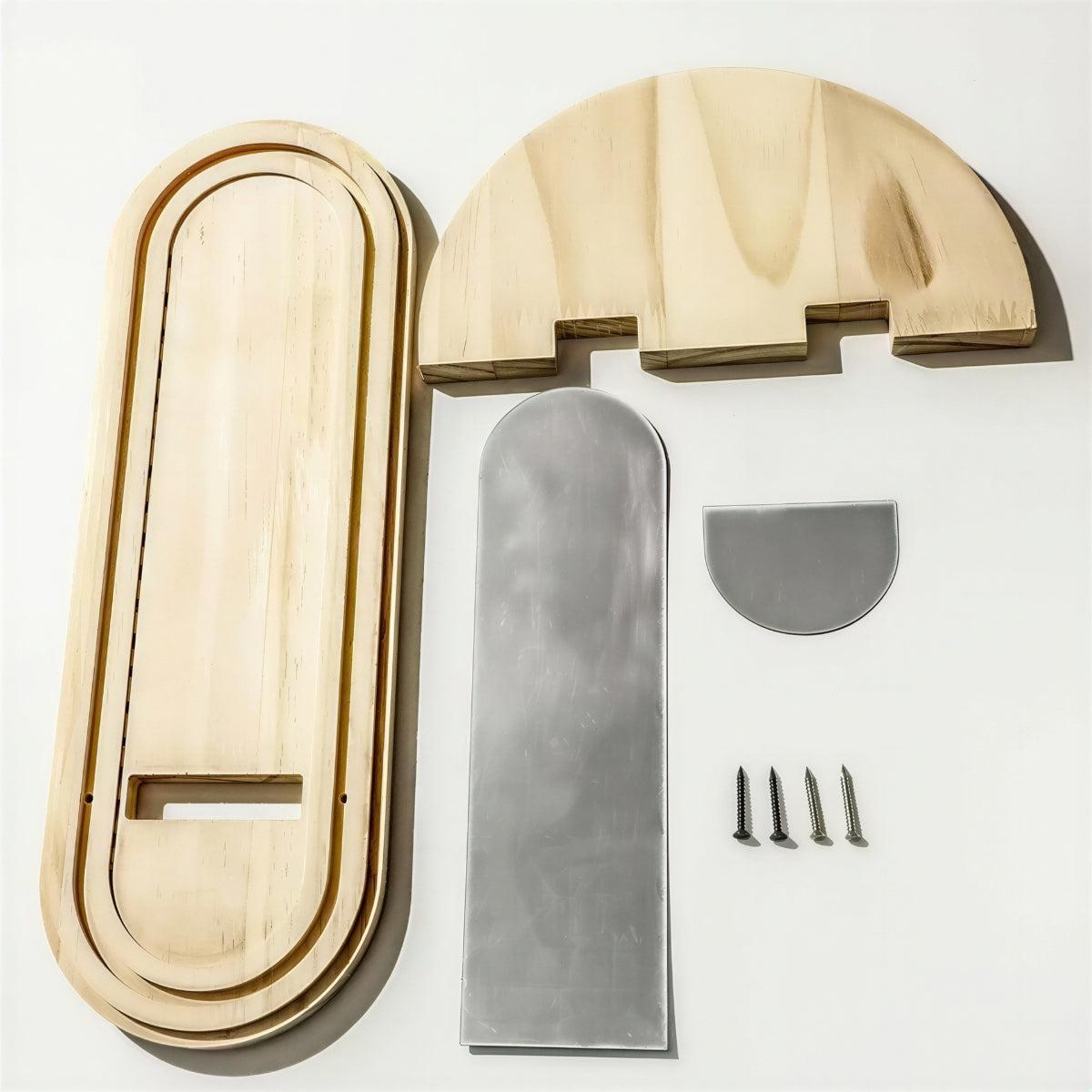Chic Archway Wall Mirror with Built-In Wooden Display Shelf