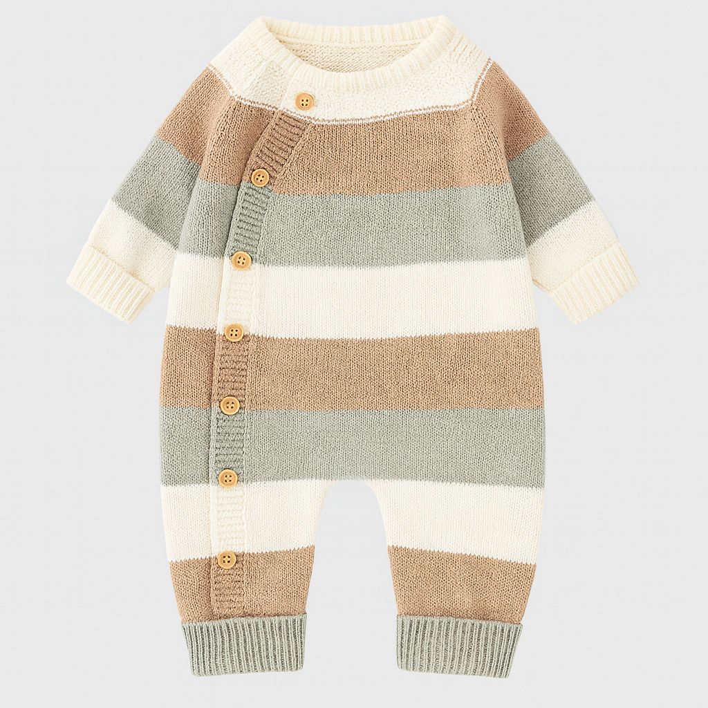 Striped Knit Baby Jumpsuit for Comfort