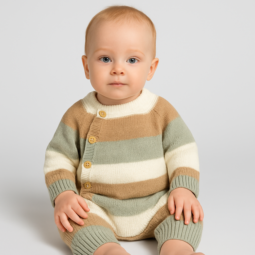 Striped Knit Baby Jumpsuit for Comfort