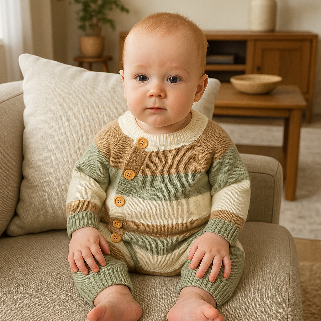 Striped Knit Baby Jumpsuit for Comfort