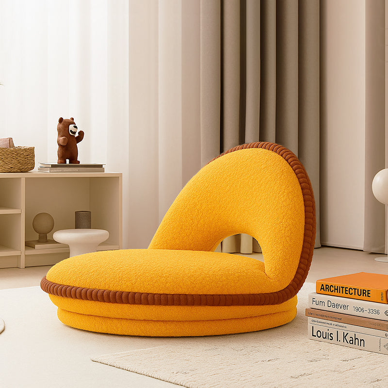 Rotatable Armless Lounge Chair with Teddy Velvet Fabric for Living Room
