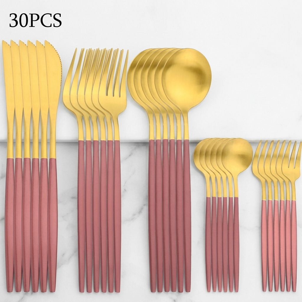 30-Piece Stainless Steel Flatware Set for Stylish Dining