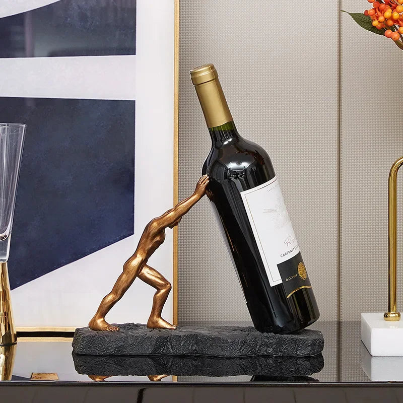 Elegant Bronze Bottle Stand for Wine Display
