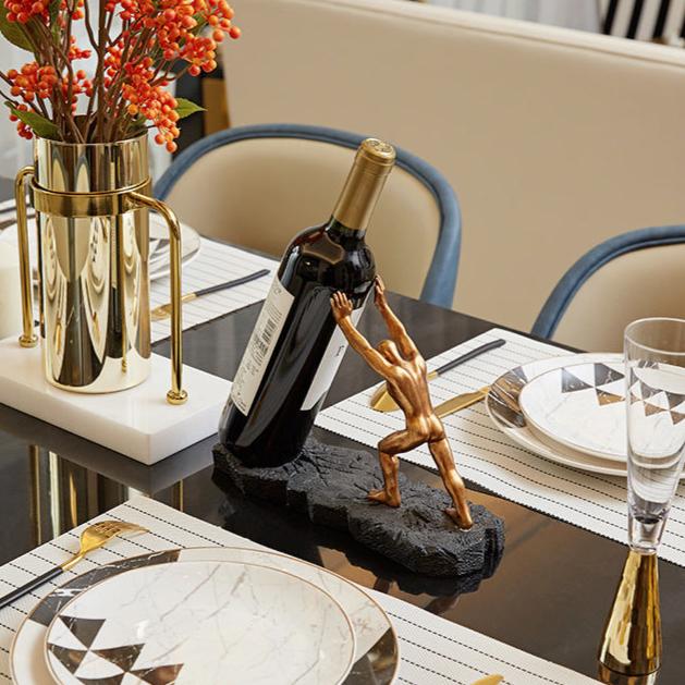 Elegant Bronze Bottle Stand for Wine Display
