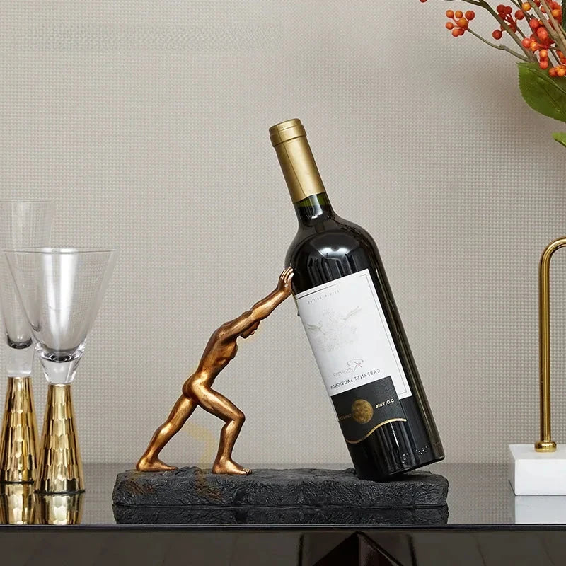 Elegant Bronze Bottle Stand for Wine Display