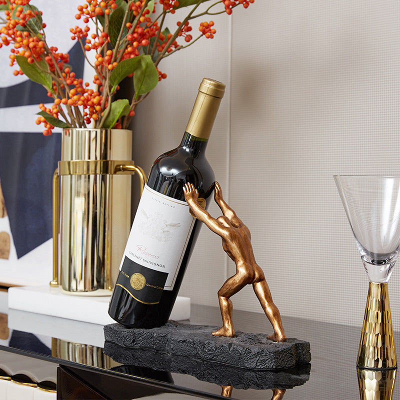 Elegant Bronze Bottle Stand for Wine Display