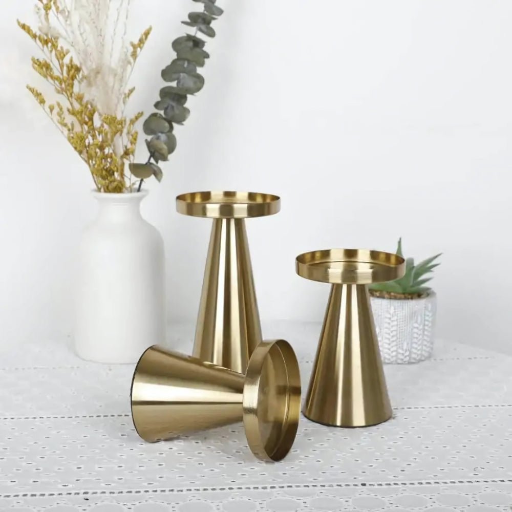 Elegant Handcrafted Brass Candle Holders Set