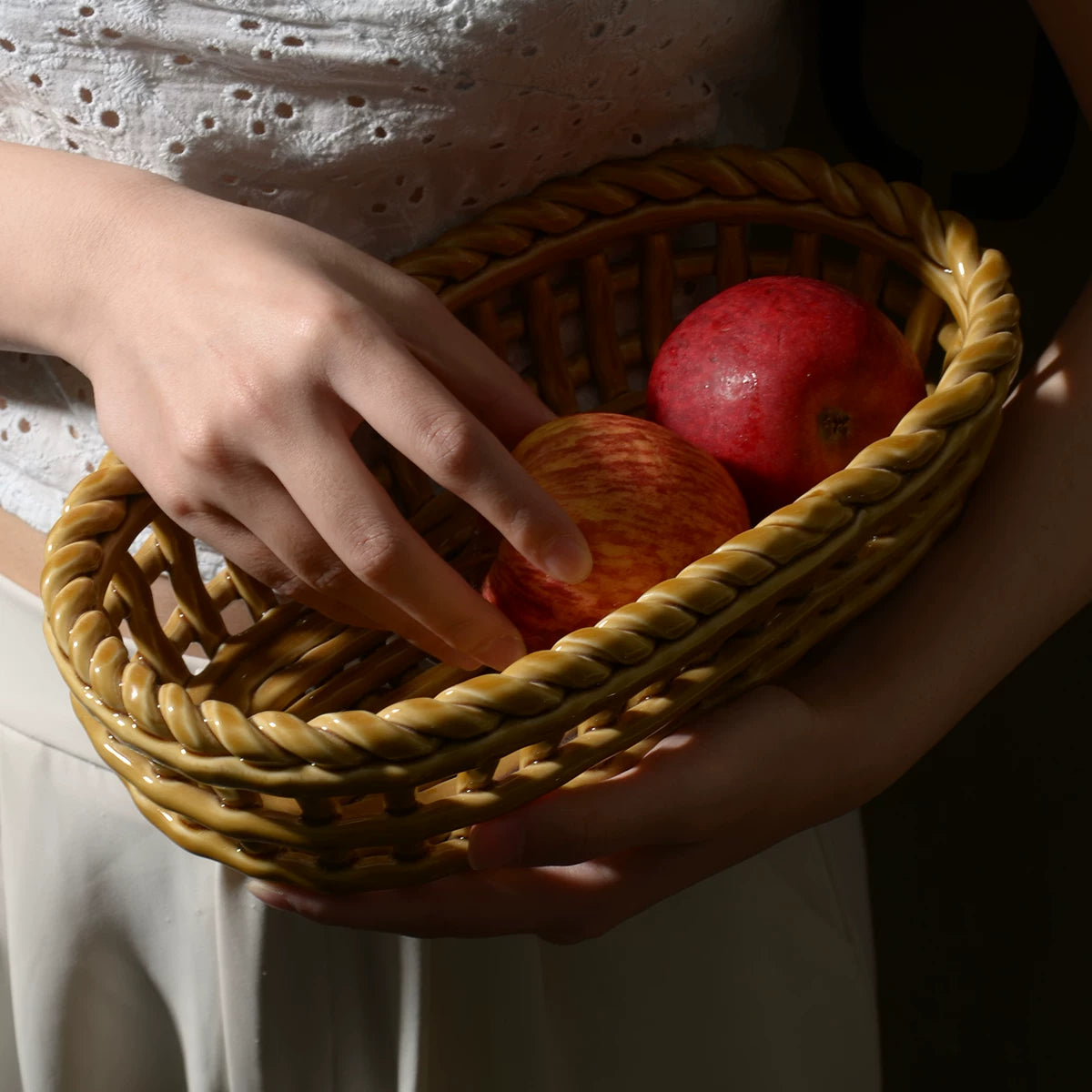 Elegant Handcrafted Ceramic Fruit Display Bowl