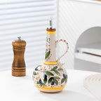 Elegant Handcrafted Olive Oil Pourer with Floral Design