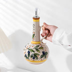 Elegant Handcrafted Olive Oil Pourer with Floral Design