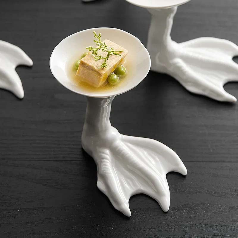 Elegant Ceramic Centerpiece Bowl with Artistic Feet