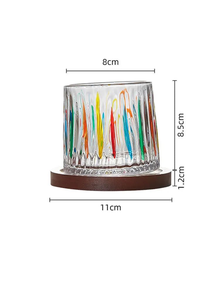 Elegant Tilted Base Whiskey Glass Set with Coasters