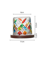 Elegant Tilted Base Whiskey Glass Set with Coasters
