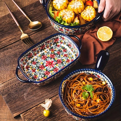 Charming Floral Ceramic Baking Dish Collection