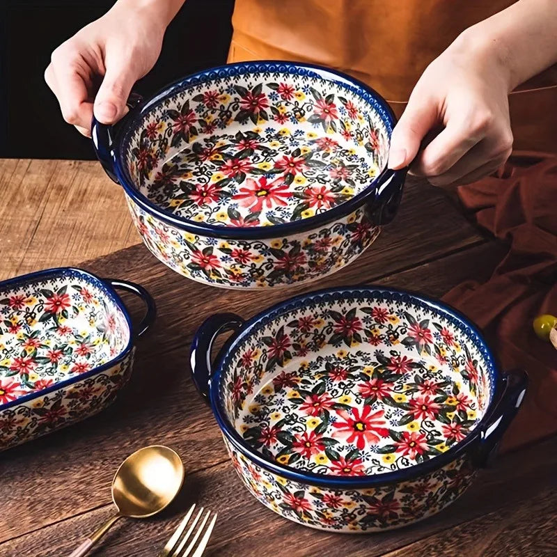 Charming Floral Ceramic Baking Dish Collection