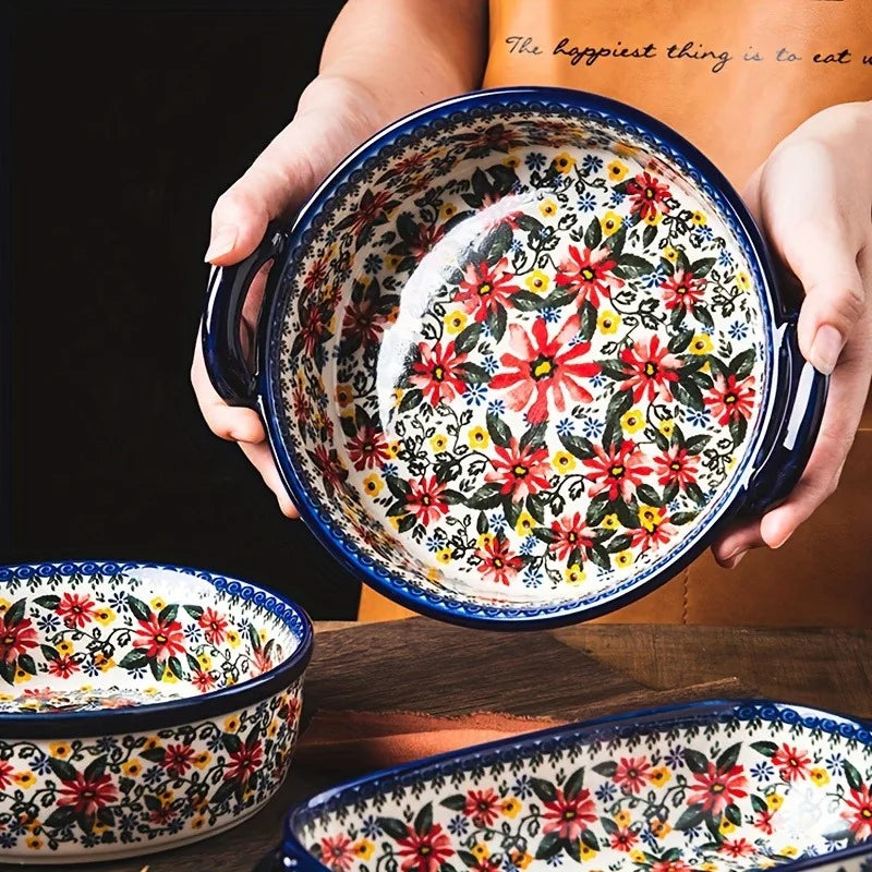 Charming Floral Ceramic Baking Dish Collection