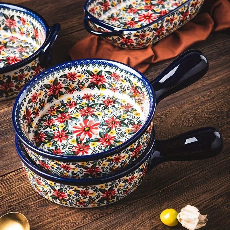 Charming Floral Ceramic Baking Dish Collection
