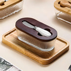 Elegant Glass Butter Keeper with Wooden Lid