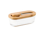 Elegant Glass Butter Keeper with Wooden Lid