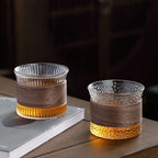 Elegant Glass Beverage Tumbler with Natural Wood Detail