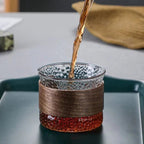 Elegant Glass Beverage Tumbler with Natural Wood Detail