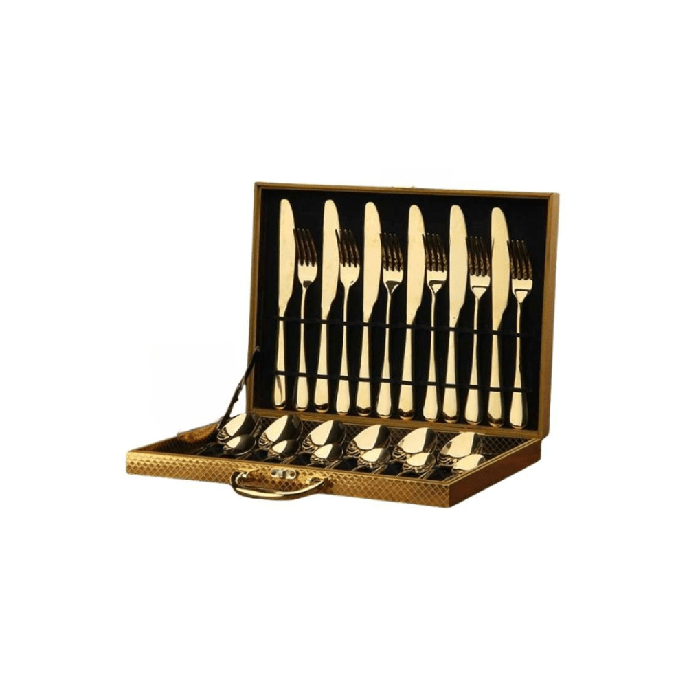 Gilded Elegance Stainless Steel Dining Cutlery Collection