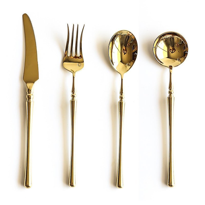 Gilded Elegance Stainless Steel Dining Cutlery Collection