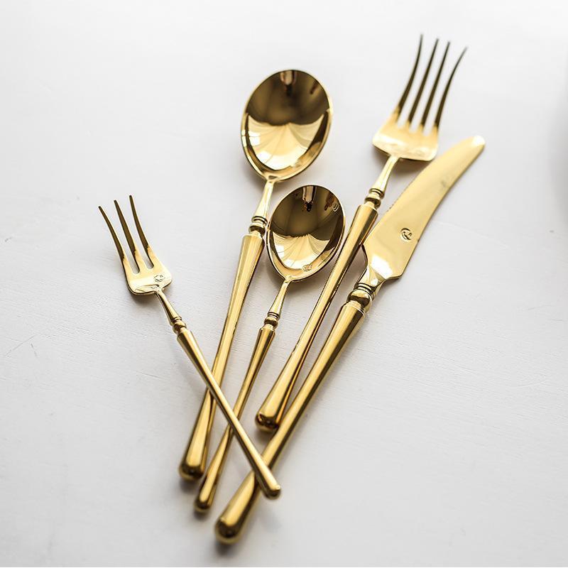 Gilded Elegance Stainless Steel Dining Cutlery Collection
