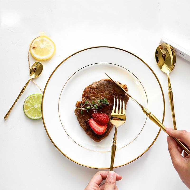 Gilded Elegance Stainless Steel Dining Cutlery Collection