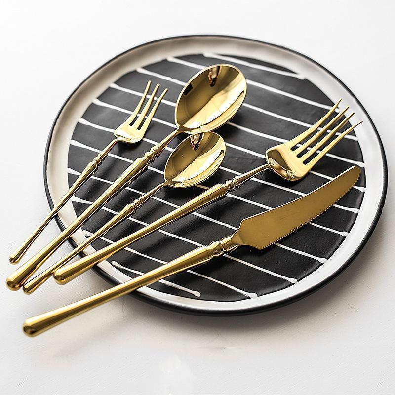 Gilded Elegance Stainless Steel Dining Cutlery Collection
