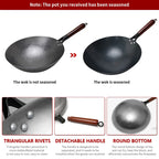 Premium Iron Wok with Ergonomic Wooden Handle
