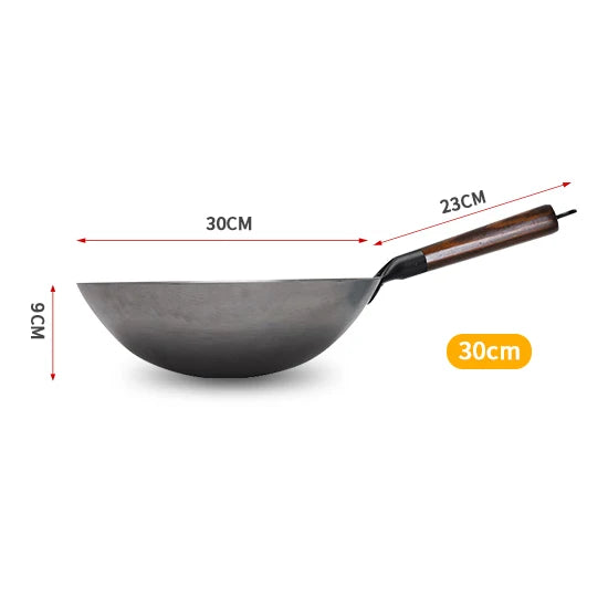 Premium Iron Wok with Ergonomic Wooden Handle