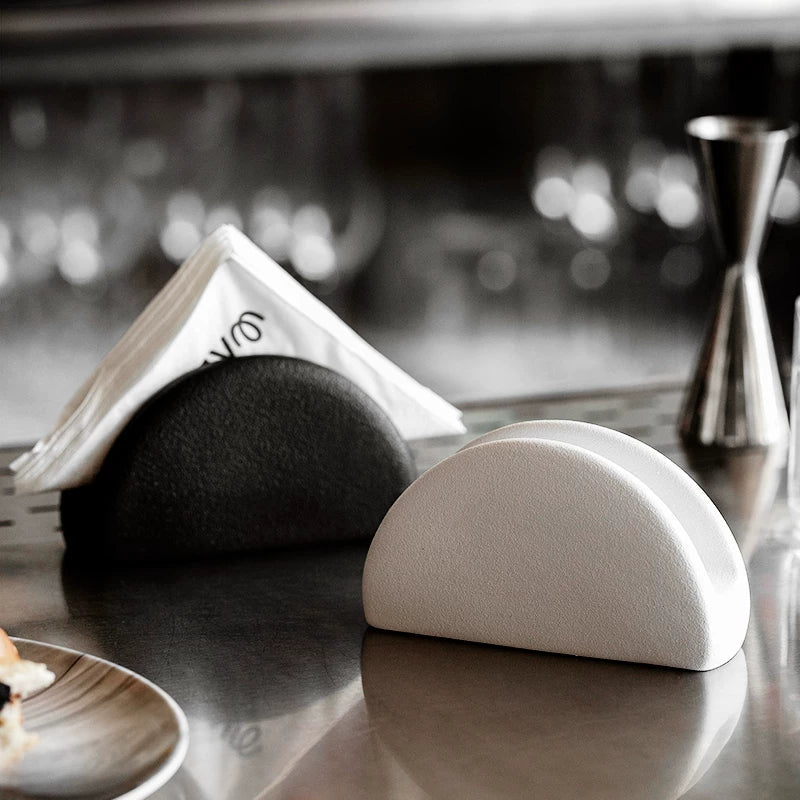 Sleek Matte Ceramic Napkin Organizer