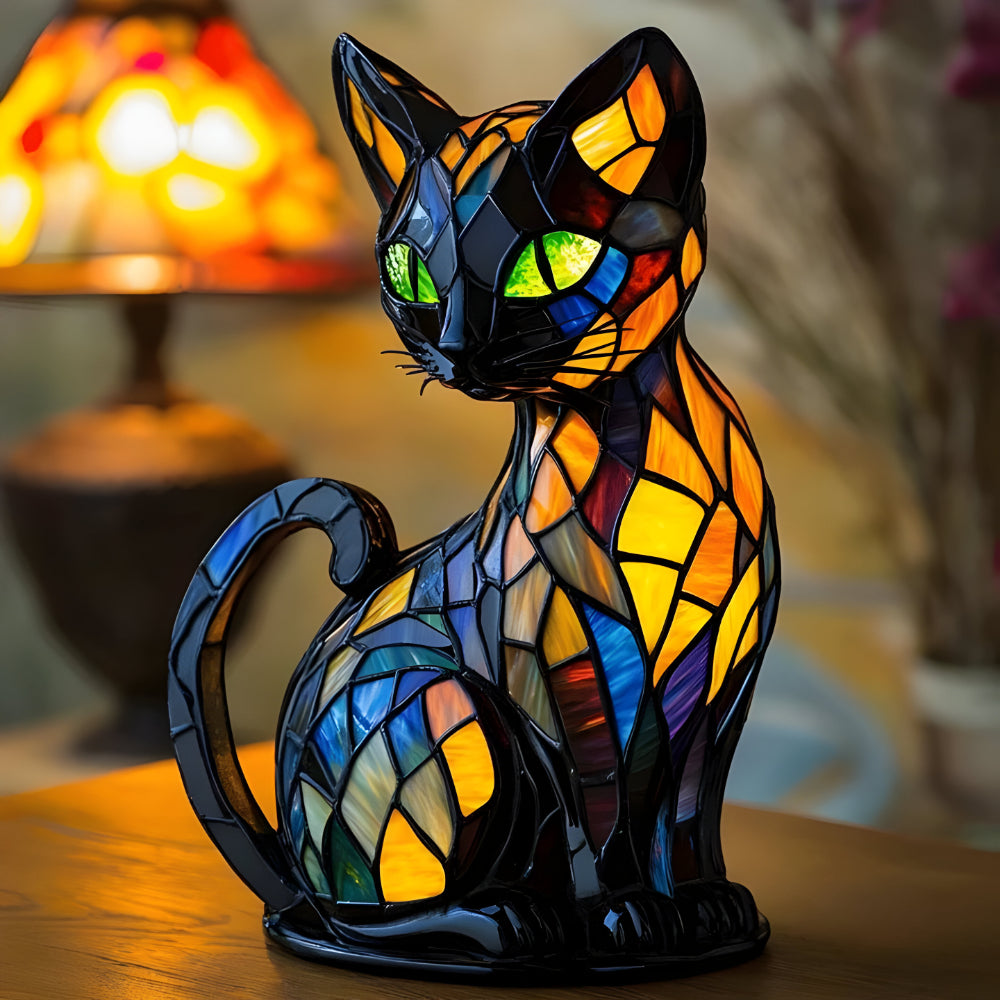 Charming Feline Mosaic Night Light