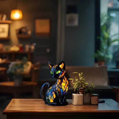 Charming Feline Mosaic Night Light