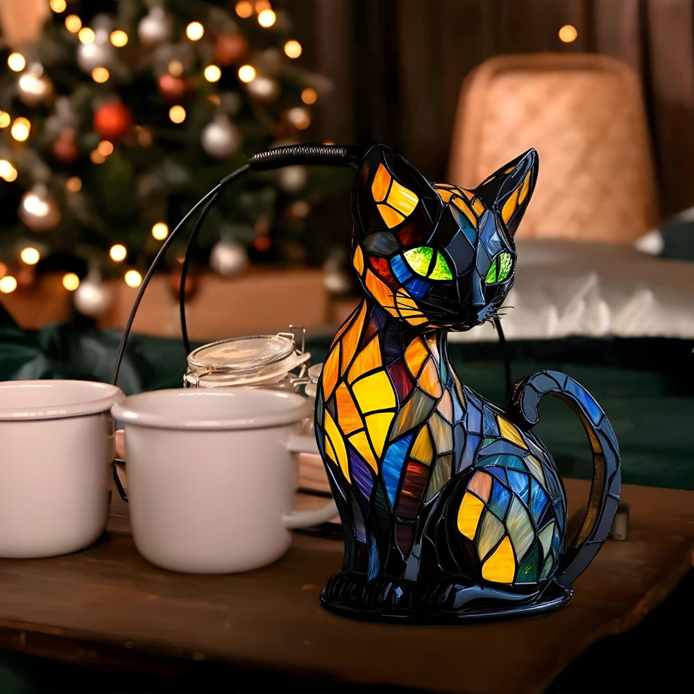 Charming Feline Mosaic Night Light