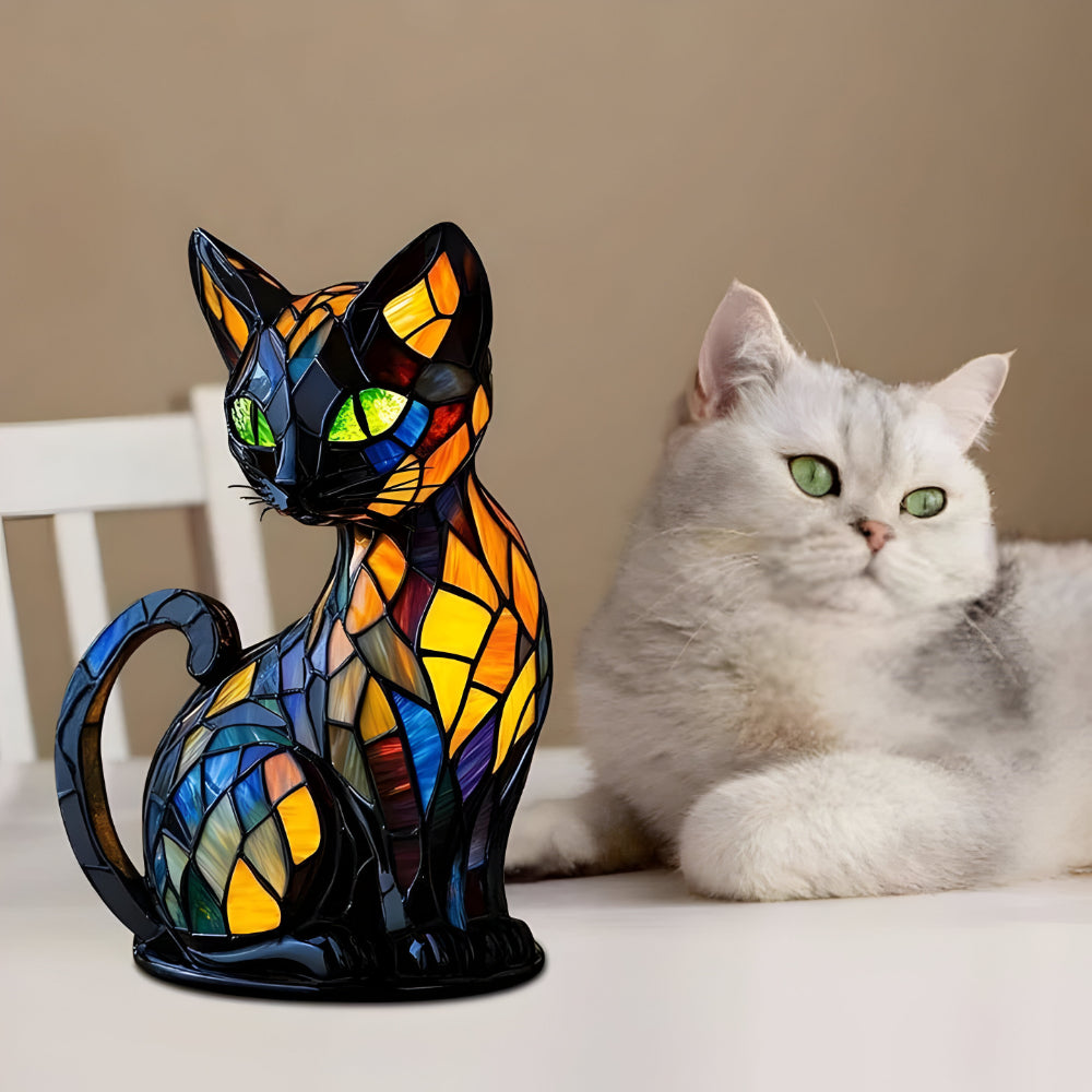 Charming Feline Mosaic Night Light