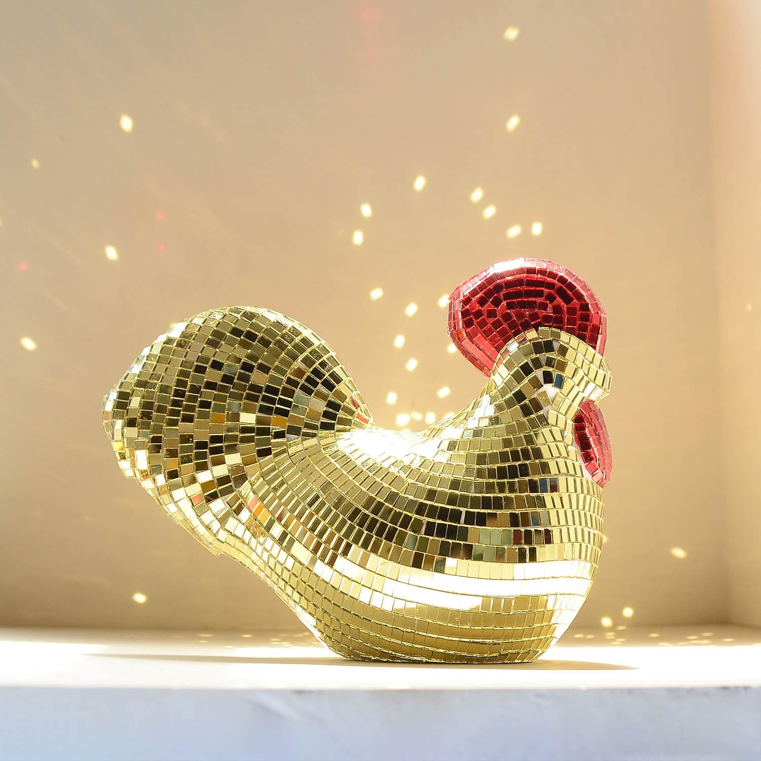 Vibrant Handcrafted Mosaic Rooster Accent Piece