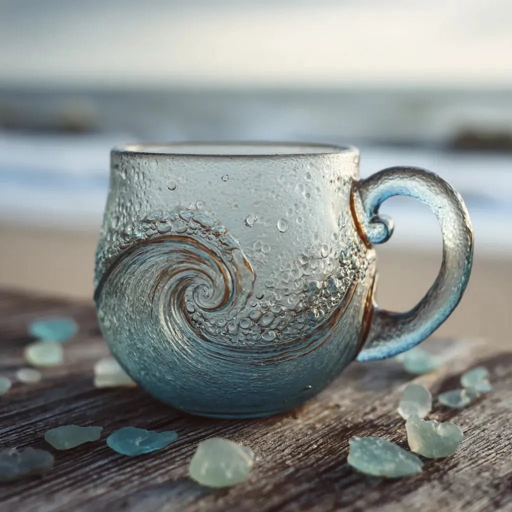 Ocean Wave Inspired Artisan Glass Mug