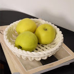Elegant White Ceramic Storage Basket with Handle