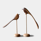 Elegant Handcrafted Wooden Bird Figurines