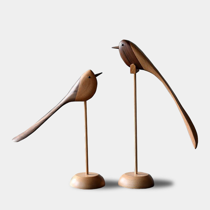 Elegant Handcrafted Wooden Bird Figurines