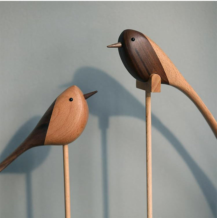 Elegant Handcrafted Wooden Bird Figurines