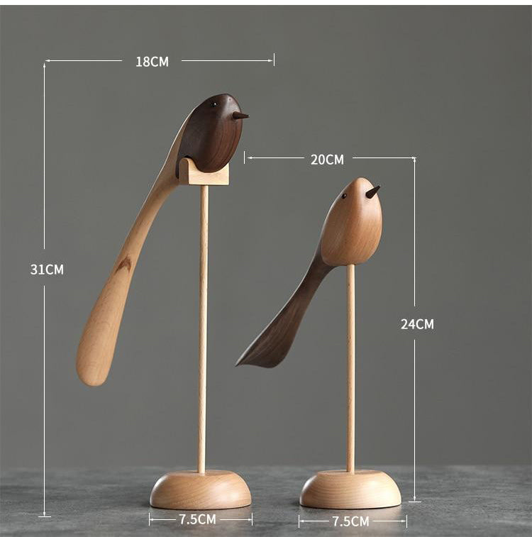 Elegant Handcrafted Wooden Bird Figurines
