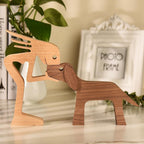 Handcrafted Wooden Canine Bond Sculpture