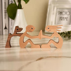 Handcrafted Wooden Canine Bond Sculpture