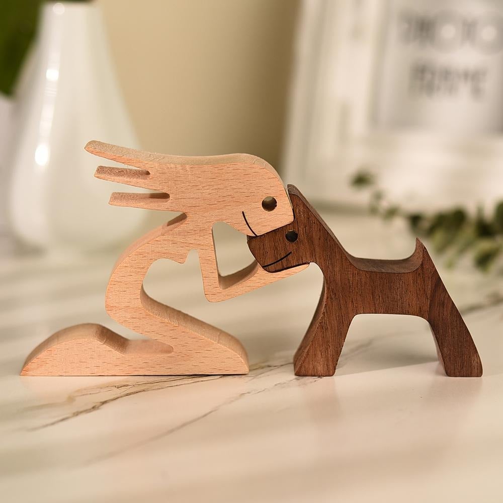 Handcrafted Wooden Canine Bond Sculpture