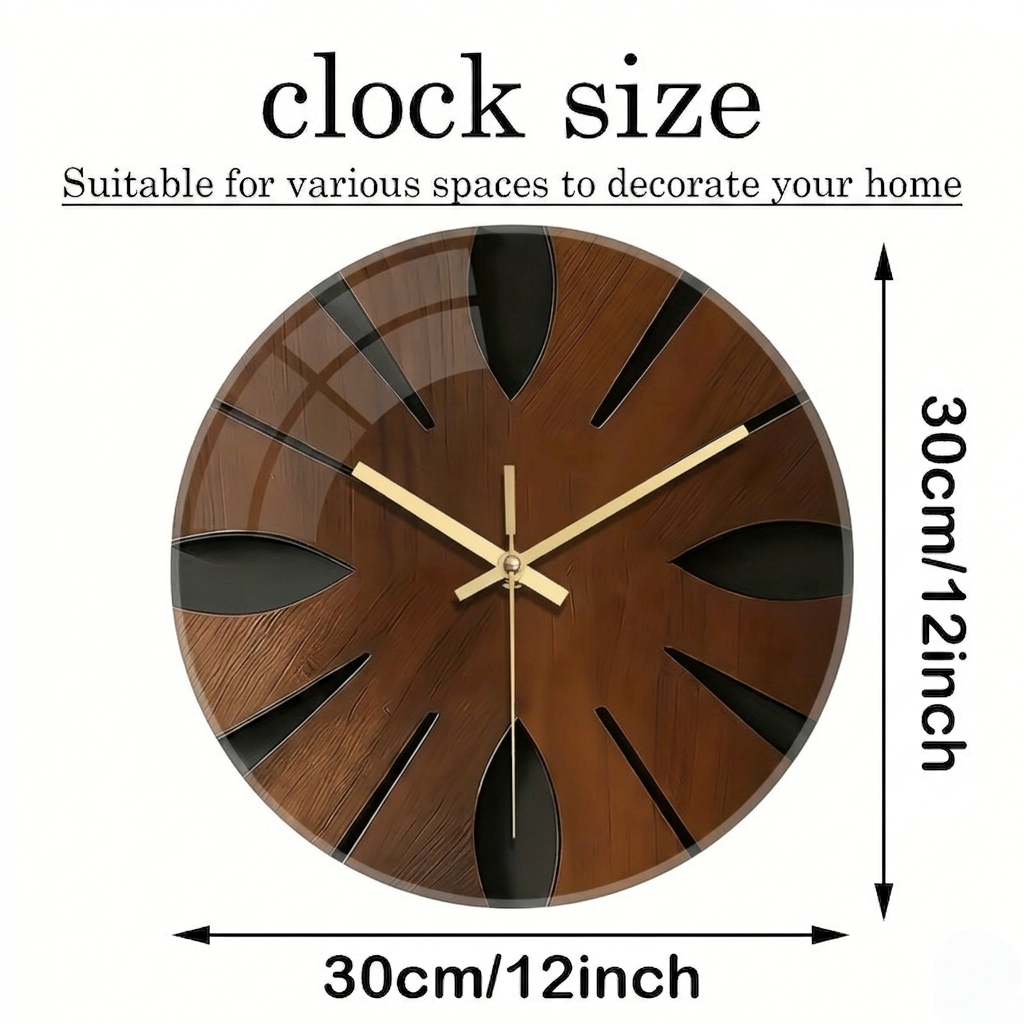 Elegant Silent Wall Clock in Wood – Artistic Home Decoration
